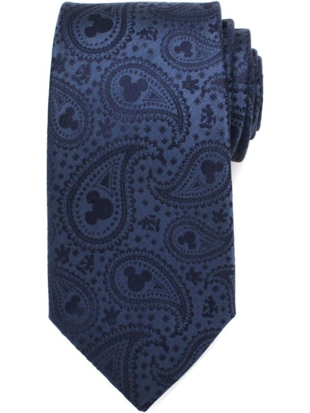 Navy Paisley Men's Tie with Mickey Mouse Design - Stylish Formal Accessory